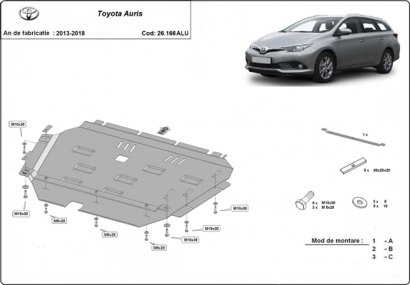 Kryt pod motor hliník Toyota Auris