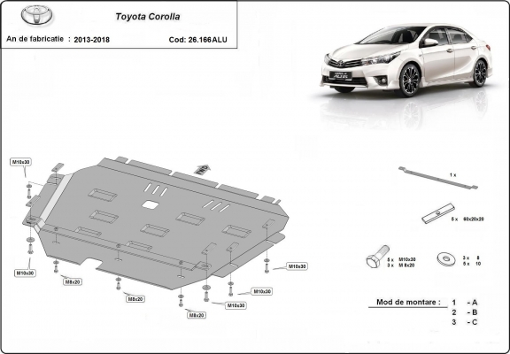 Kryt pod motor hliník Toyota Corolla