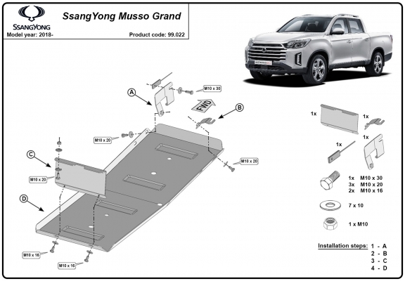 Kryt pod nádrž Ssangyong Musso Grand