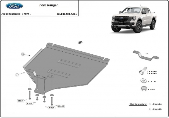 Hliník kryt pod převodovka Ford Ranger