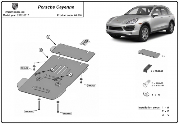 Kryt pod převodovka Porsche Cayenne