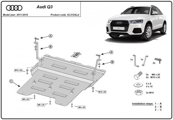 Hliníkový kryt pod motor Audi Q3
