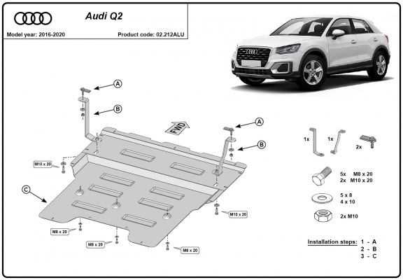 Hliníkový kryt pod motor Audi Q2