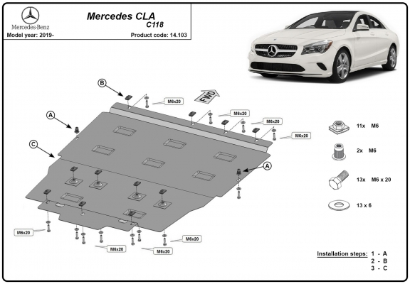 Kryt pod motor Mercedes CLA C118