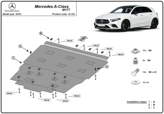 Kryt pod motor Mercedes A-Class W177