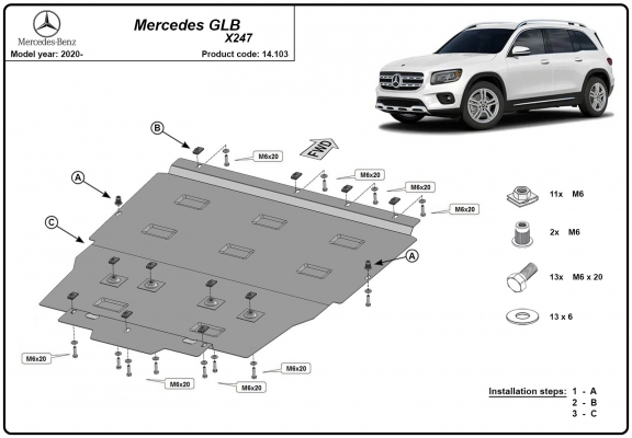 Kryt pod motor Mercedes GLB X247