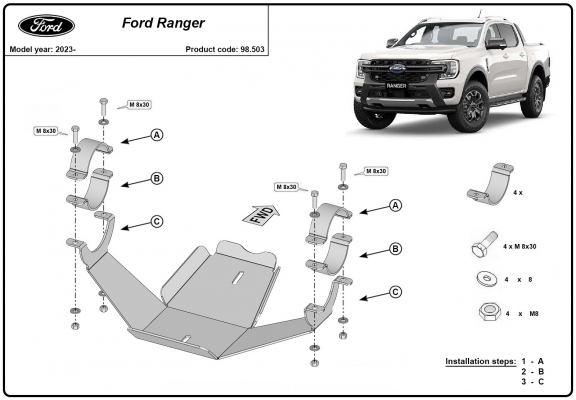 Kryt pod diferenciál Ford Ranger
