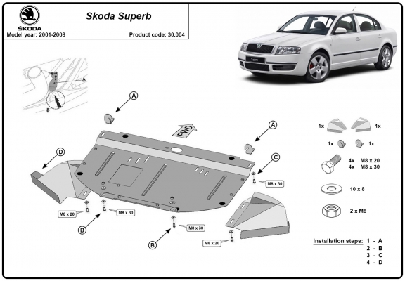 Kryt pod motor Skoda Superb - 1,8  1,9 2,0 TDI