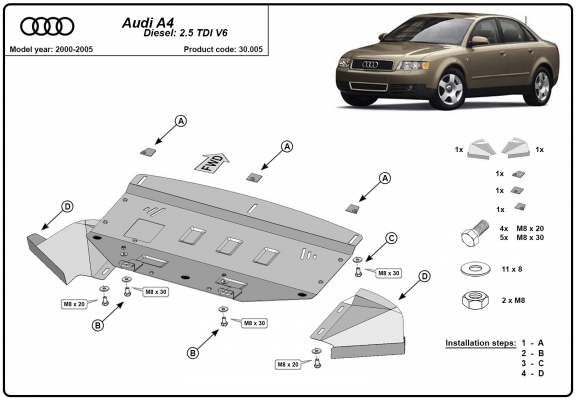 Kryt pod motor Audi A4  B5