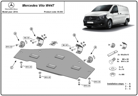 Kryt pod systém Stop&Go Mercedes Vito W447, 4x2, 1.6 D