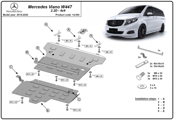 Kryt pod motor Mercedes Viano W447, 2.2 D, 4x4
