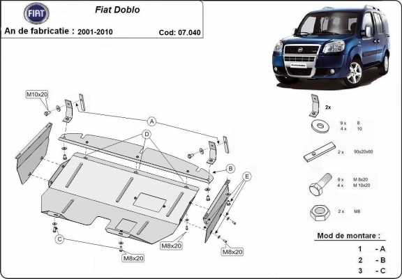 Kryt pod motor Fiat Doblo