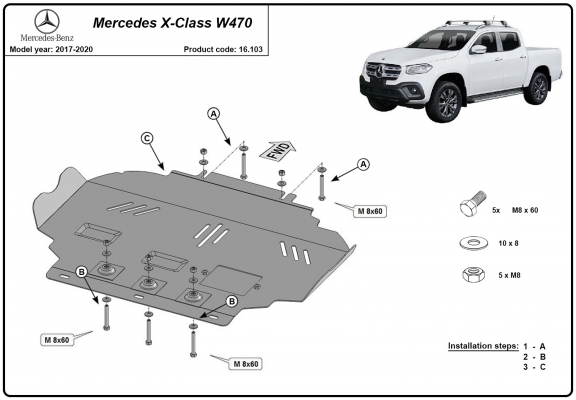 Kryt pod motor Mercedes X-Class W470