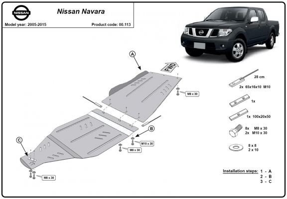 Kryt pod převodovka  Nissan Navara D40